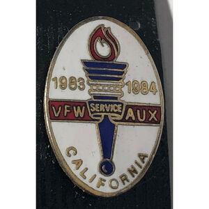 Vintage VFW Veterans of Foreign Wars Lapel Pin White 1983 1984